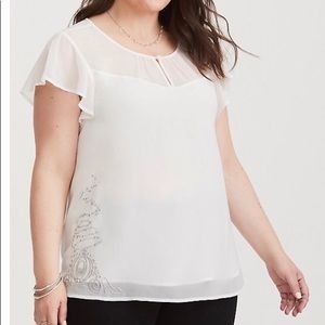 DISNEY CINDERELLA  EMBROIDERED CHIFFON BLOUSE